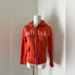 Vintage Abercrombie & Fitch Orange Full Zip Hoodie Kids Size S, Women’s Size XS